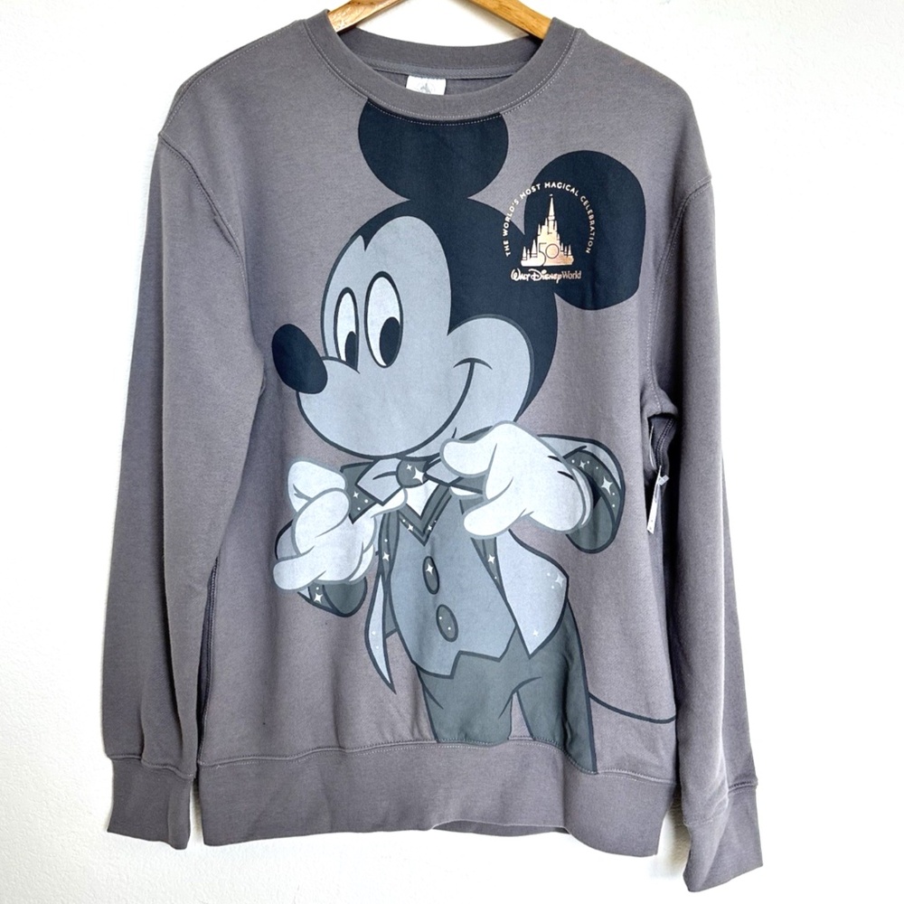 Disney World 50th Anniversary Mickey Mouse Sweatshirt Gray Small Unisex NWT
